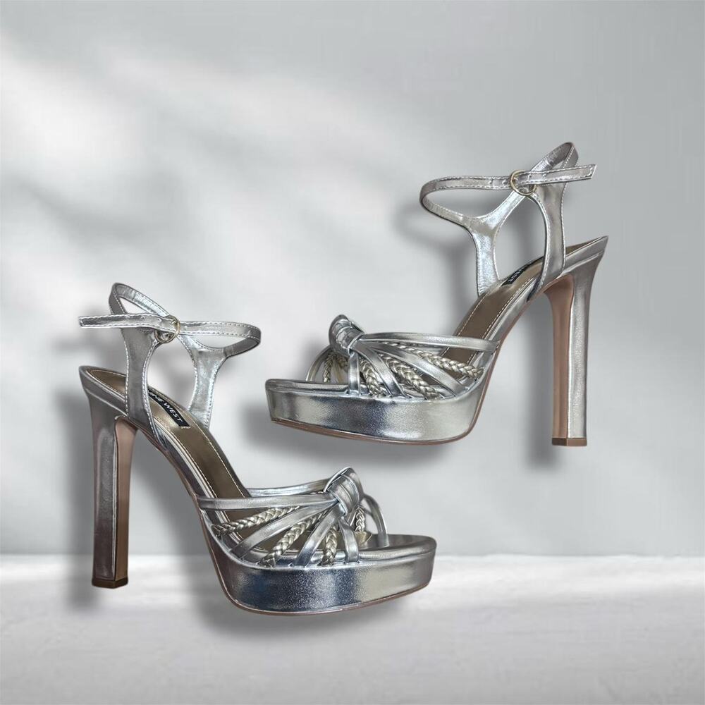 Nine west silver and gold platform heels